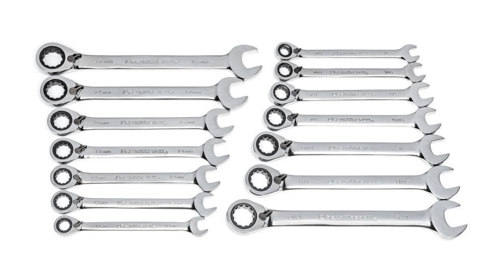 Ratcheting Combination SAE/Metric Wrench Set 14pc 85142