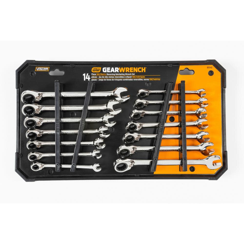 Ratcheting Combination SAE/Metric Wrench Set 14pc 85142