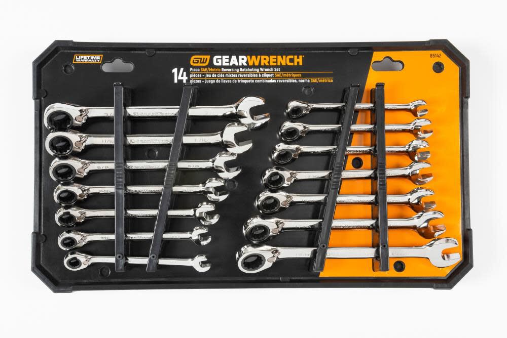 Ratcheting Combination SAE/Metric Wrench Set 14pc 85142