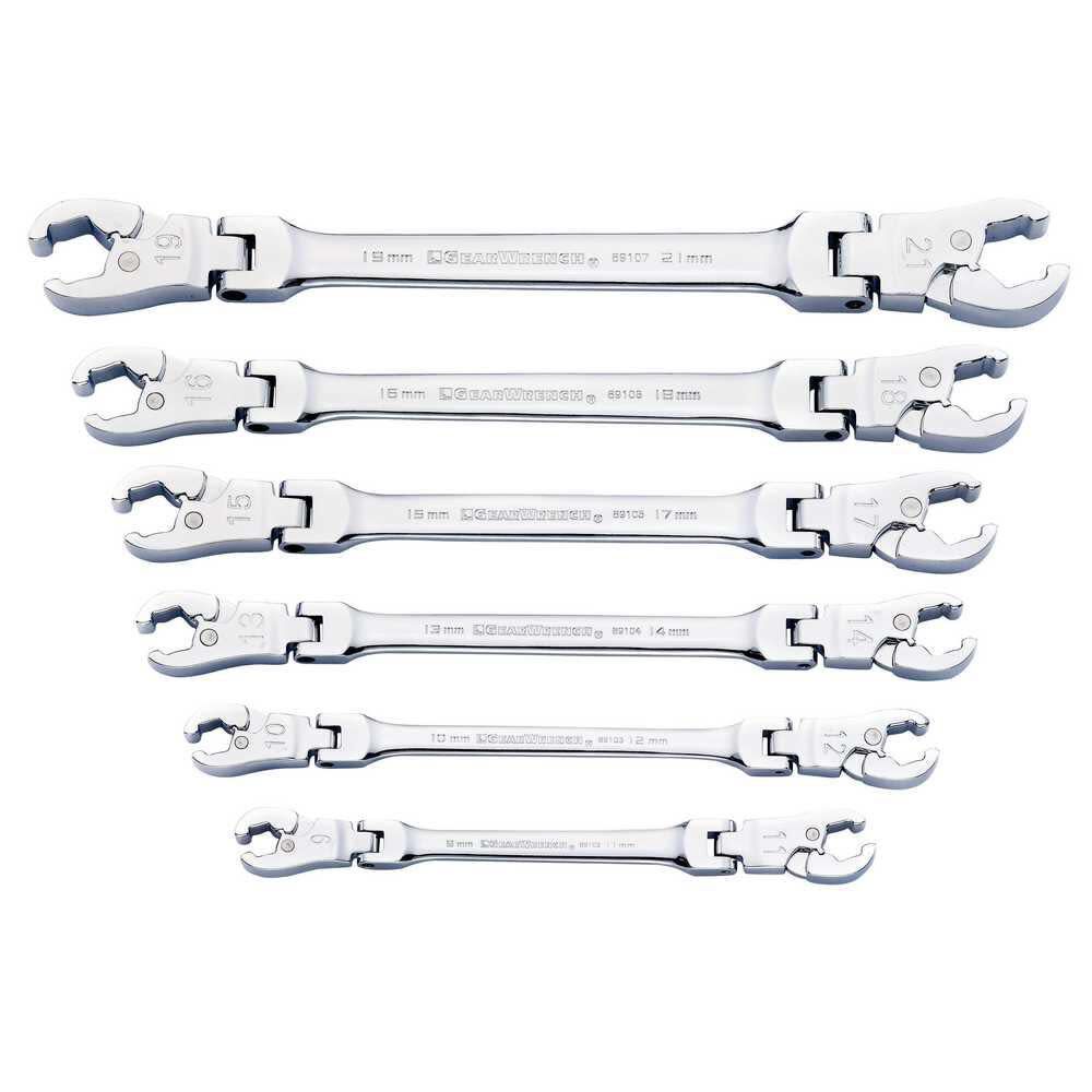 Ratcheting Flex Flare Nut Wrench Set 6 Pc. Metric 89101D