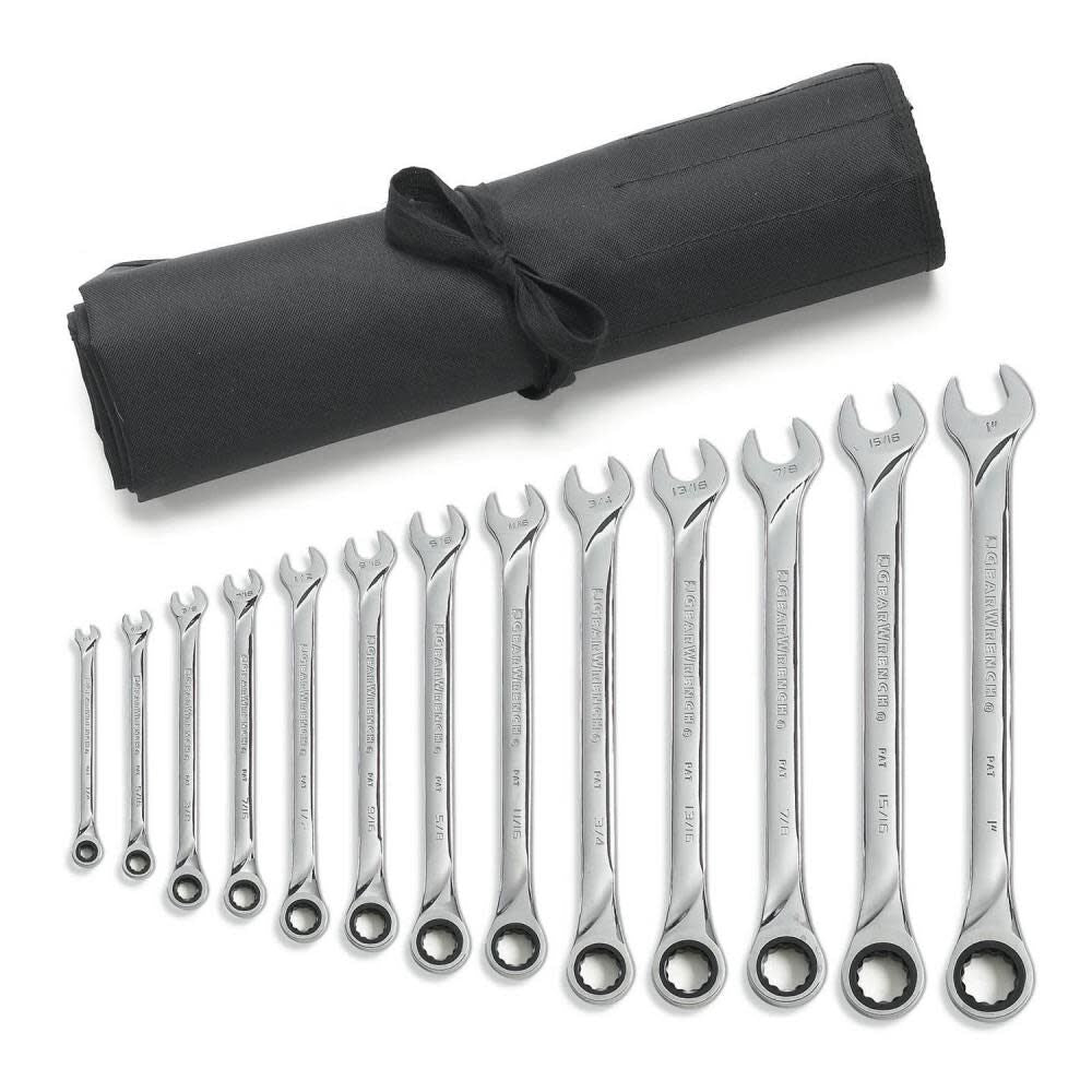 Ratcheting Wrench Set 13 pc 12 Point SAE XL Combination with Wrench Roll 85199R