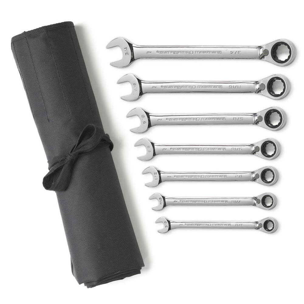 Ratcheting Wrench Set 7 pc Sae Reversible Combination 9567RN