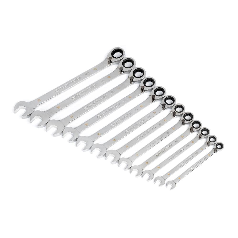 Ratcheting Wrench Set 90 Tooth 12 Point Metric Reversible 12pc 86627