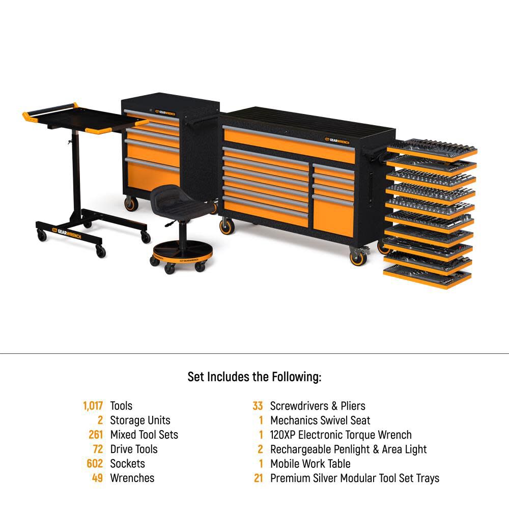 Rolling Tool Box with Mechanics Tool Set in Premium Modular Foam Trays 1024pc MEGAMOD1024