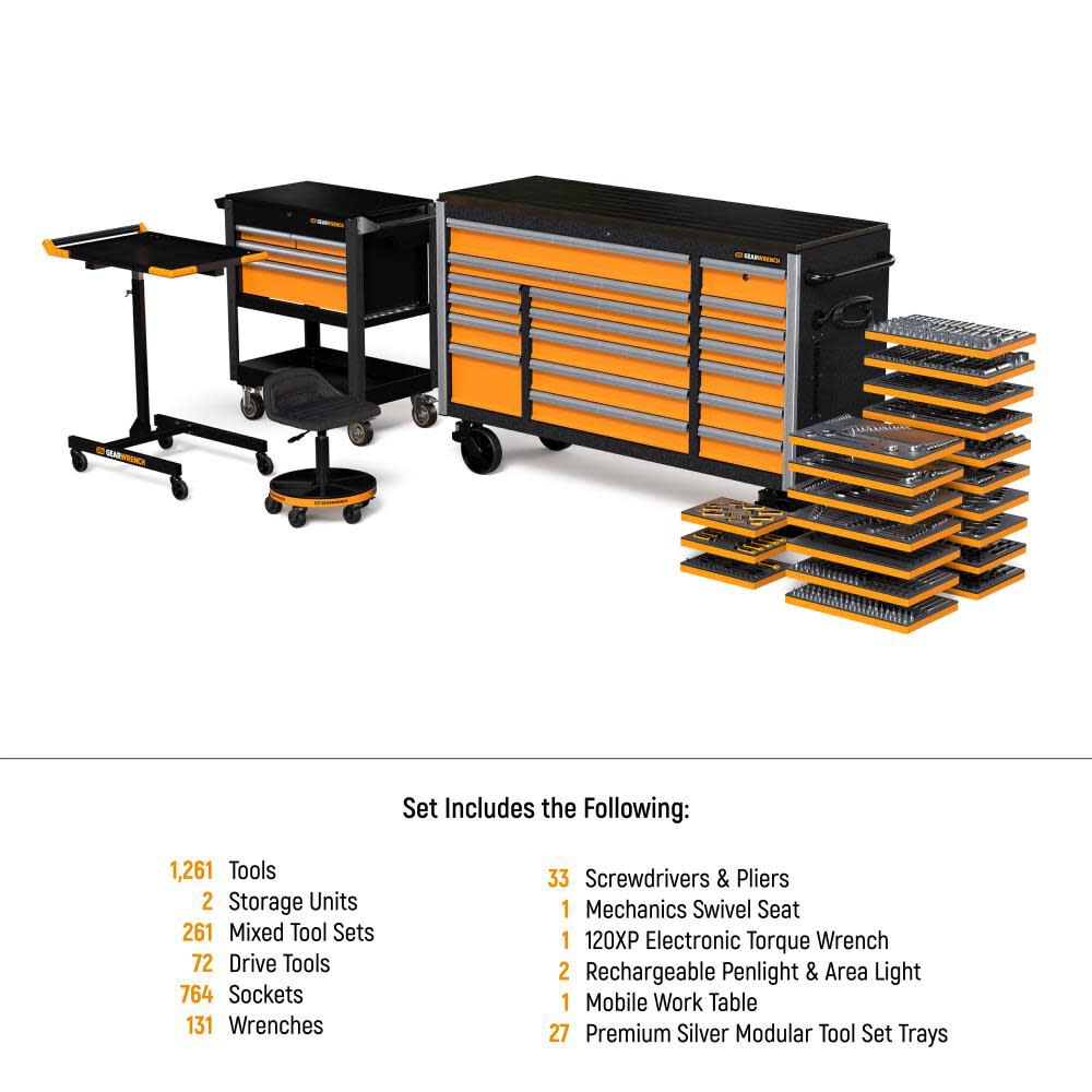 Rolling Tool Box with Mechanics Tool Set in Premium Modular Foam Trays 1268pc MEGAMOD1268