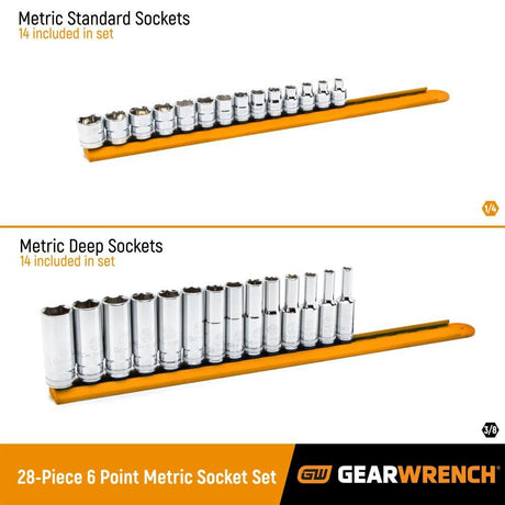 Socket Set 3/8in Drive 6 Point Standard and Deep 28pc 86540