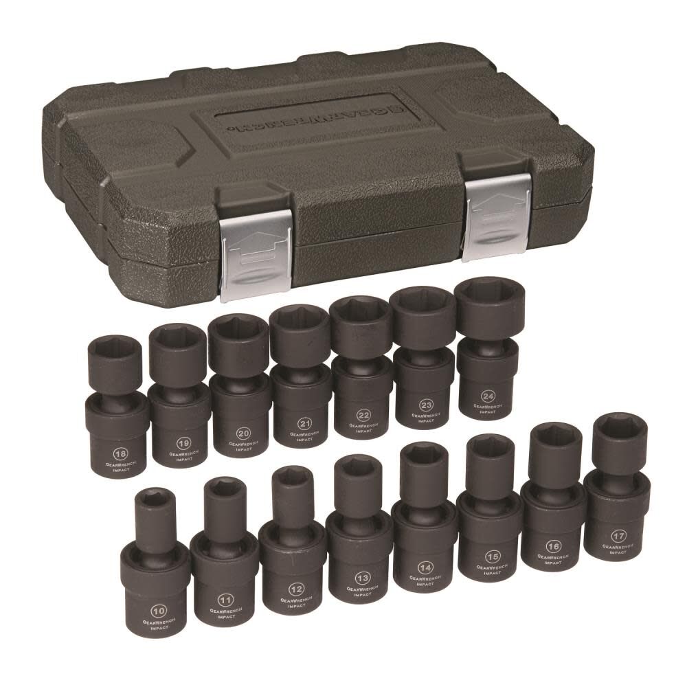 Universal Impact Socket Set 15 pc. 1/2 In. Drive 6 Point Metric 84939N