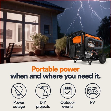 8000 Watt Electric Start Portable Generator with COSense 7676