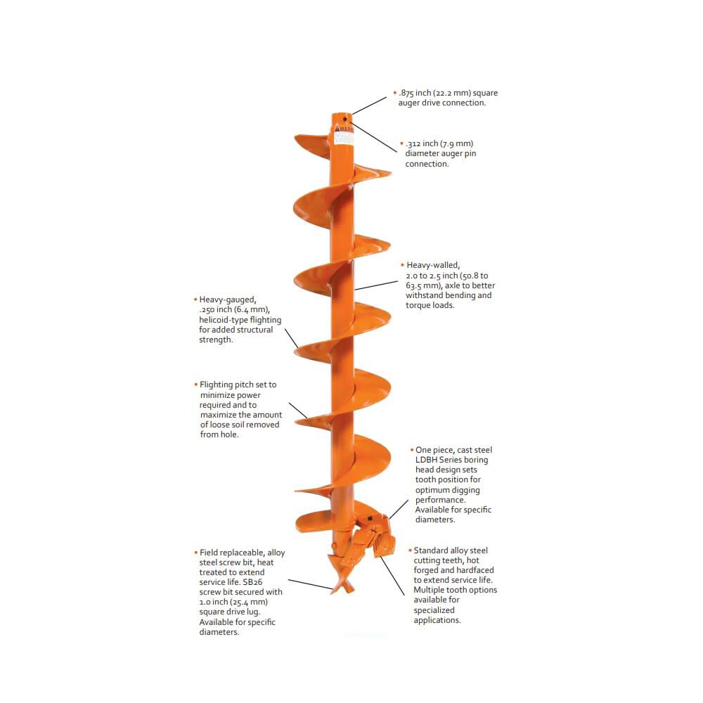 6 Inch Diameter 7/8 Inch Square Drive Ground Hog Type Earth Auger PLDBH6