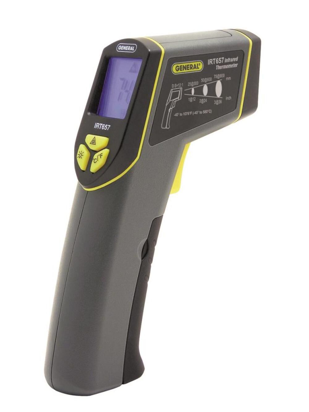 12:1 Wide-Range Infrared Thermometer with Star Burst Laser Targeting IRT657