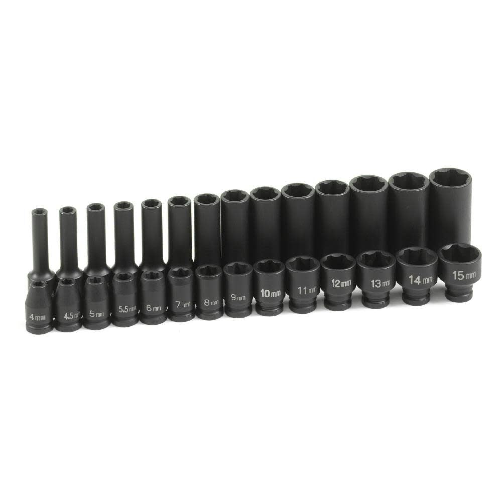 1/4in Drive Standard and Deep Length Surface Drive Impact Set 9728M