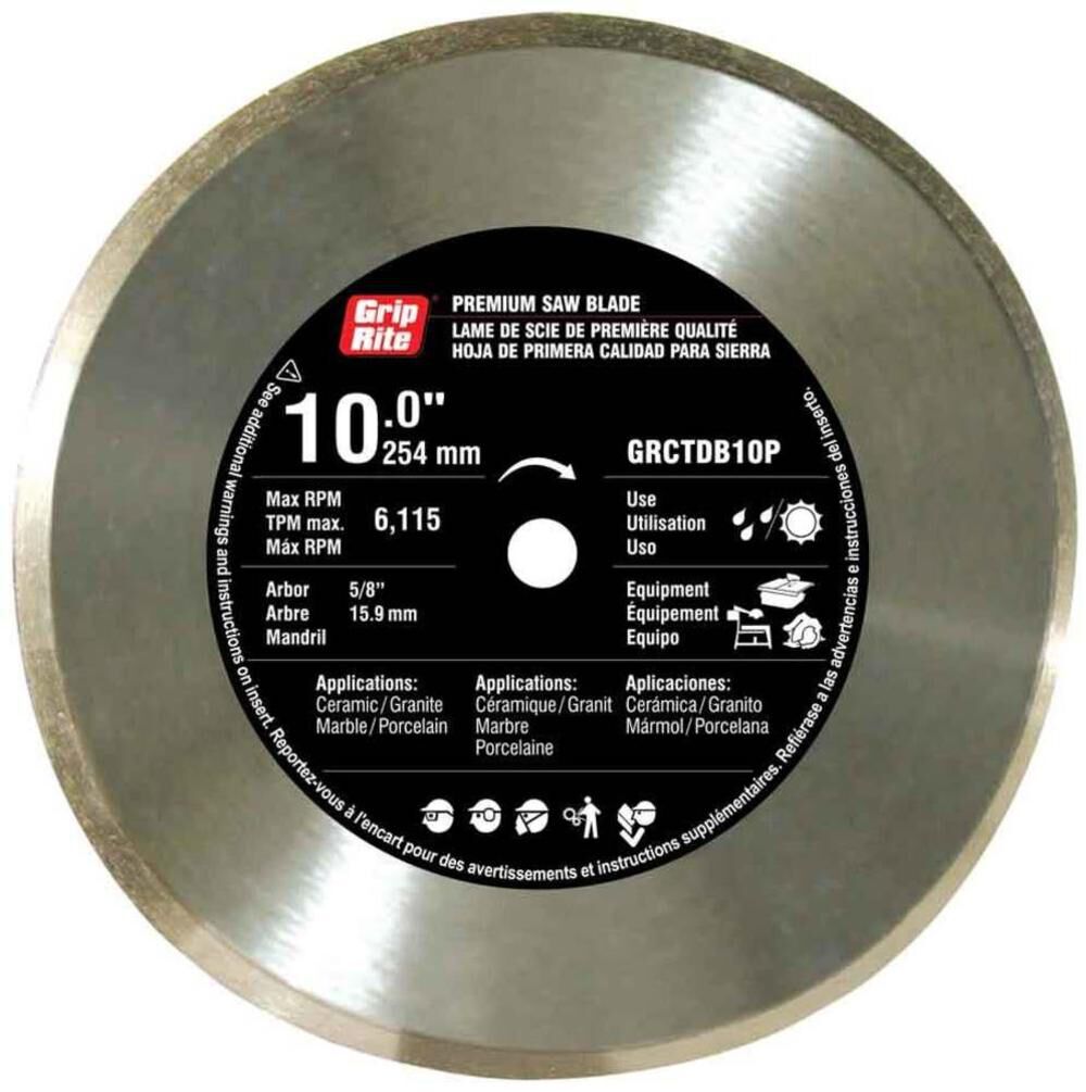 10-in Wet or Dry Continuous Diamond Circular Saw Blade GRCTDB10P