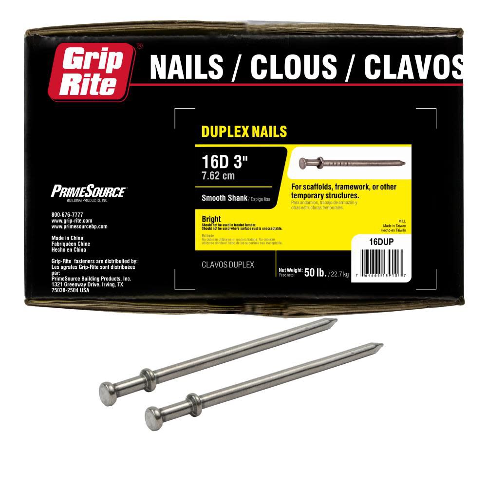 3in Nails Bright Steel Duplex 8 Gauge 50lb 2133qty 16DUP