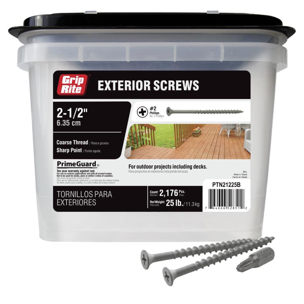 PrimeGuard Ten PrimeGuard Ten 25lb Deck Screw 2-1/2 in Gray Star Drive Head PTN21225B