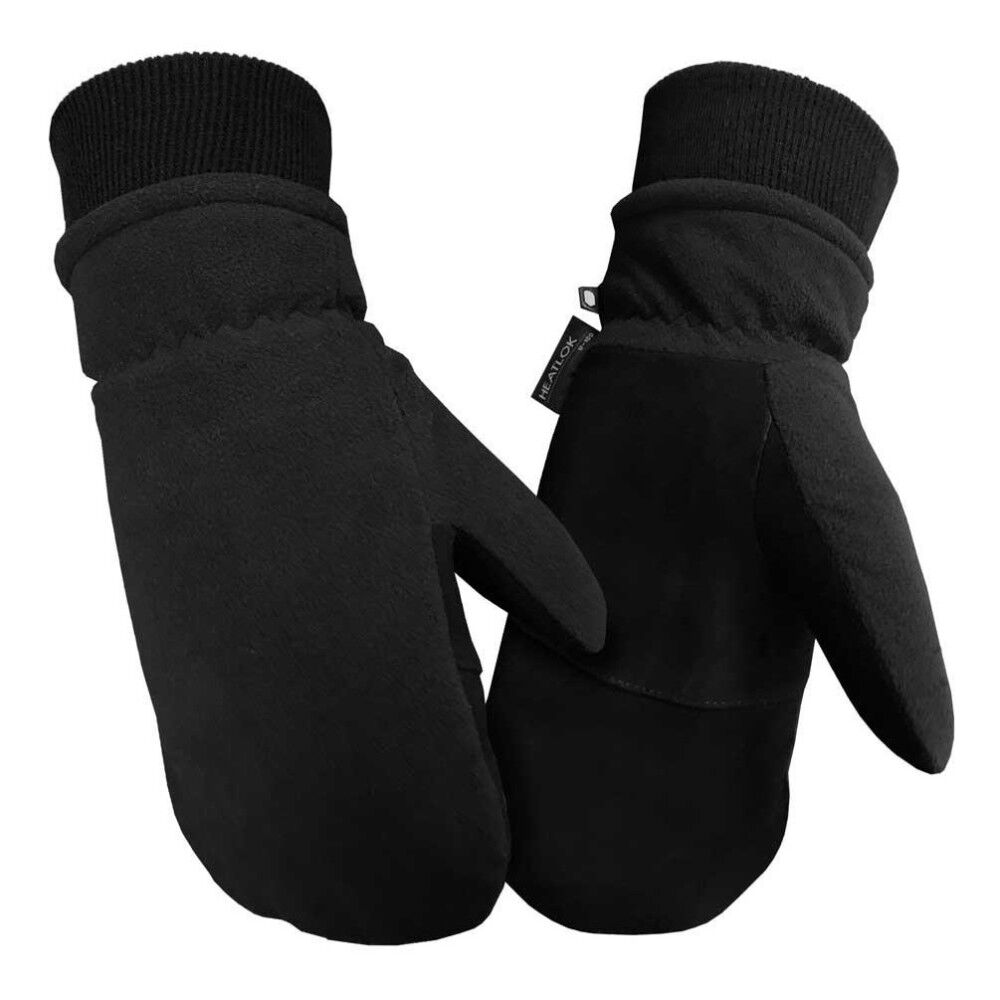 Premium Black Deer Suede Palm Mittens 1750