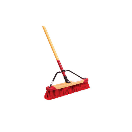 18 In Red Synthetic Push Broom With Steel Brace 7318A