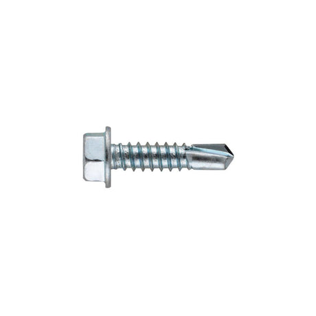 #12-14 x 1in Zinc Hex Washer Head Self Drilling Screw 100pk HF560358