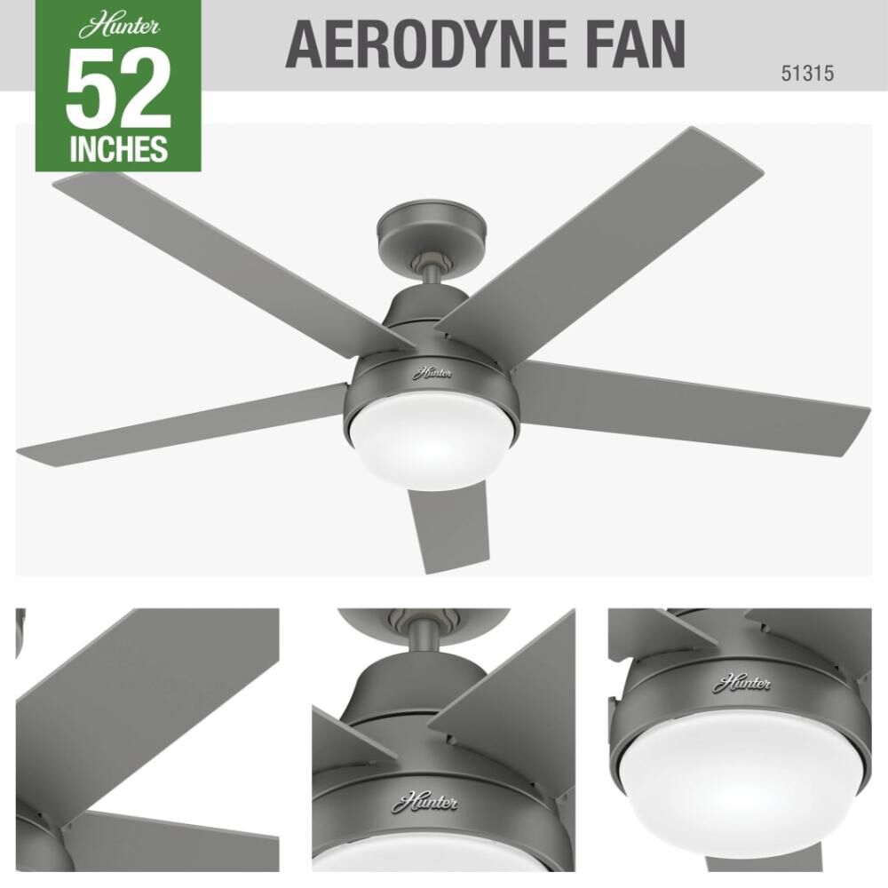 Aerodyne Ceiling Fan 52in Matte Silver Matte Silver 51315