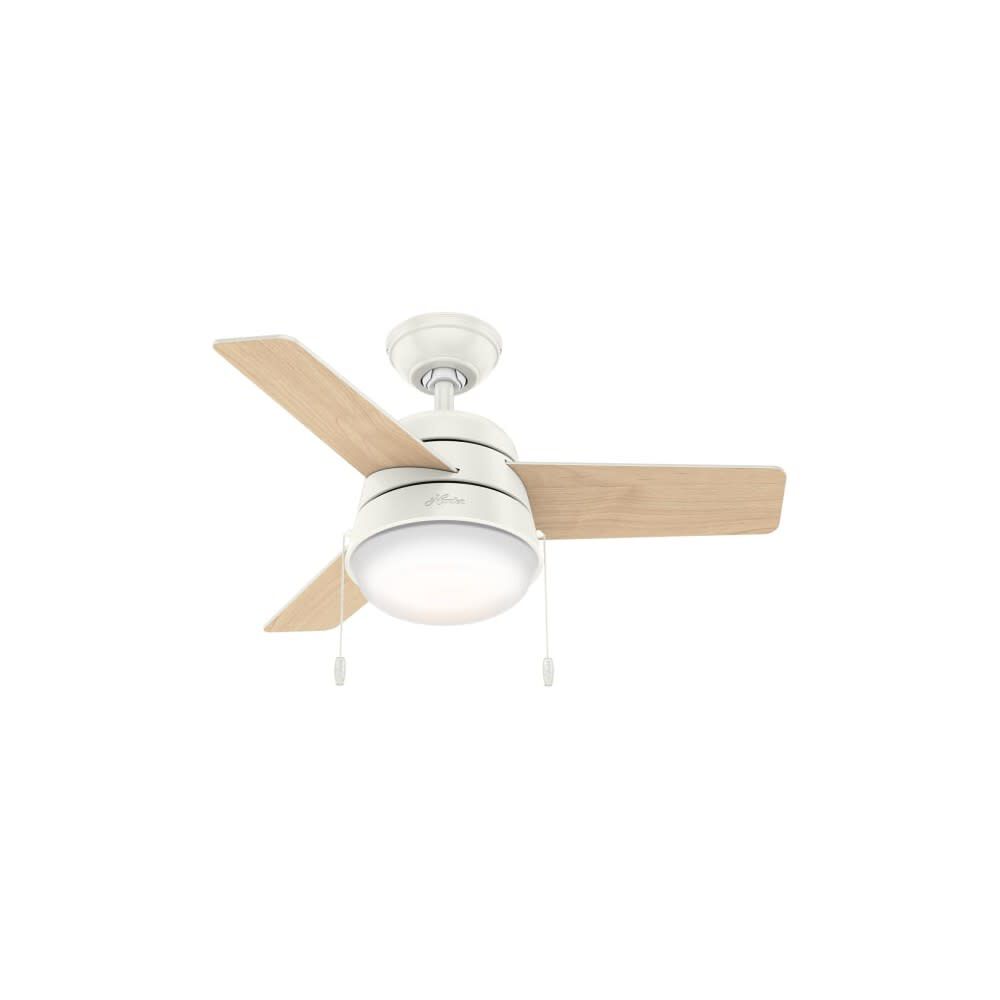 Aker Ceiling Fan 36in Fresh White/Natural Wood 59301