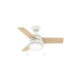 Aker Ceiling Fan 36in Fresh White/Natural Wood 59301