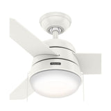 Aker Ceiling Fan 36in Fresh White/Natural Wood 59301