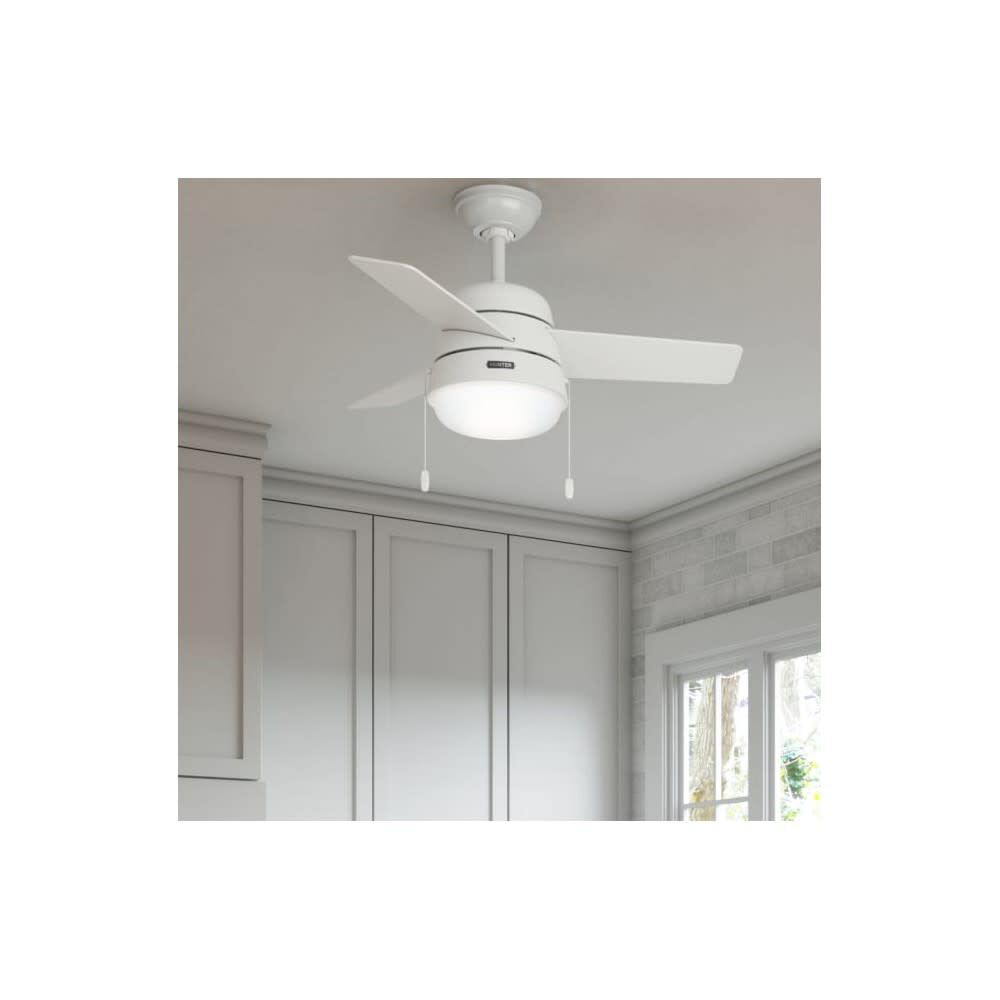 Aker Ceiling Fan 36in Fresh White/Natural Wood 59301