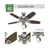 Fan Builder Ceiling Fan 42in Brushed Nickel Brazilian Cherry 52106