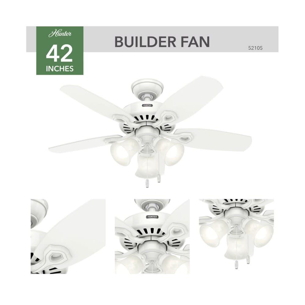 Builder Ceiling Fan 42in LED Indoor Snow White 52105