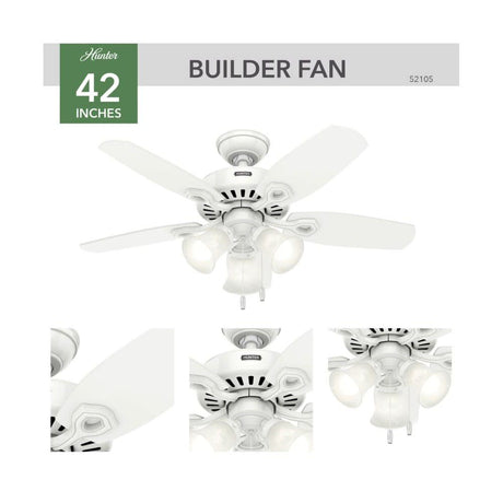 Fan Builder Ceiling Fan 42in LED Indoor Snow White 52105