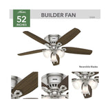 Builder Ceiling Fan 52in Brushed Nickel Brazilian Cherry 53328