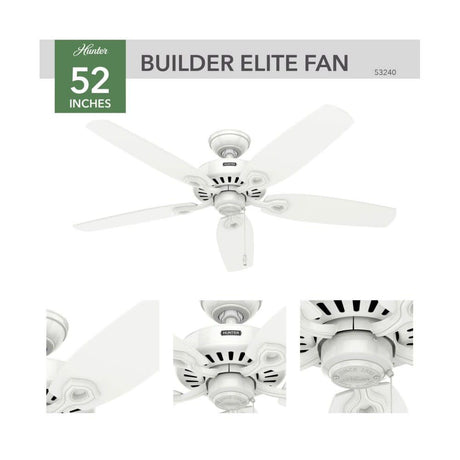 Fan Builder Elite Ceiling Fan 52in Indoor Snow White 53240E