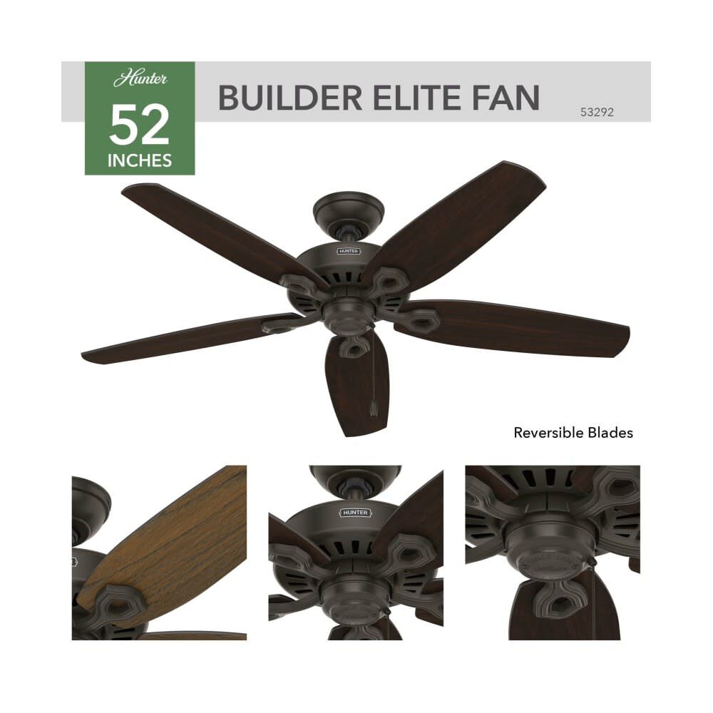 Fan Builder Elite Ceiling Fan 52in New Bronze Stained Oak 53292