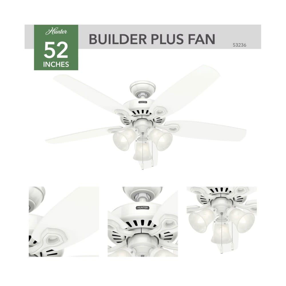 Fan Builder Plus Ceiling Fan 52in Snow White Snow White 53236