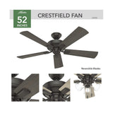 Crestfield Ceiling Fan 52in Bronze Bleached Grey Pine 54205