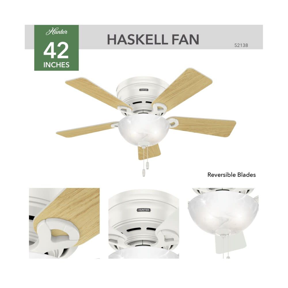 Haskell Ceiling Fan 42in Fresh White/Light Oak 52138