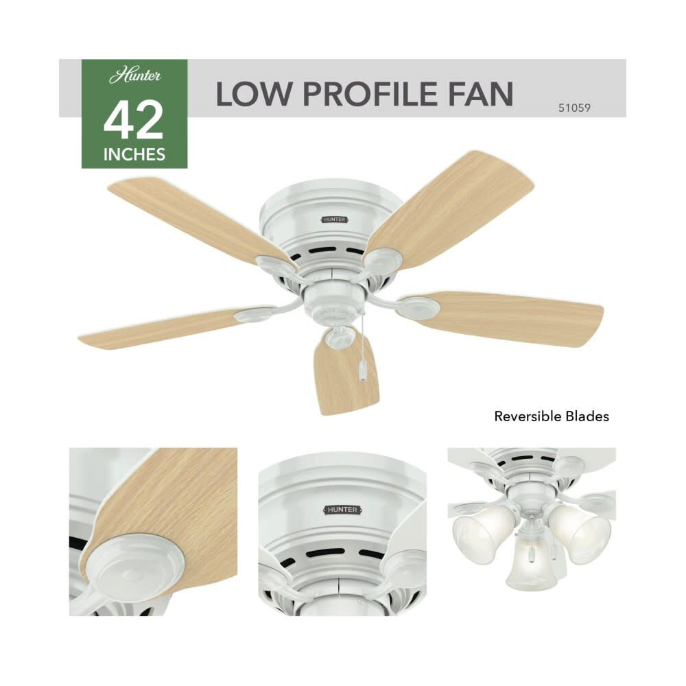 Low Profile IV Ceiling Fan 42in Indoor White Snow White 51059