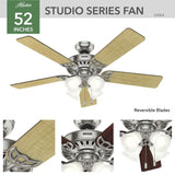 Studio Series Ceiling Fan 52in Brushed Nickel Cherry 53064