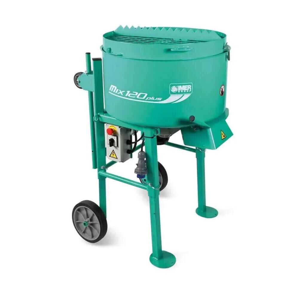 110V 4 Cu-Ft Mix 120 Plus Portable Vertical Shaft Paddle Mixer with Open Grate 1194304