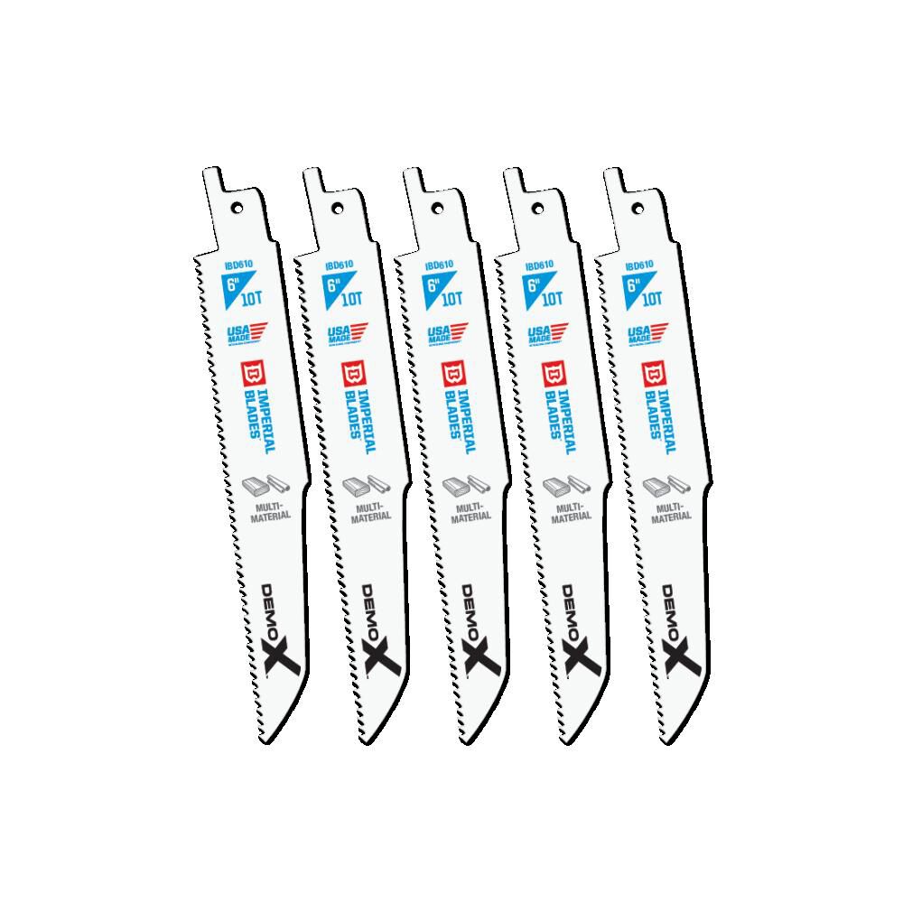 Demolition 6in 10 TPI Multi-Material Reciprocating Blade 5PC IBD610-5