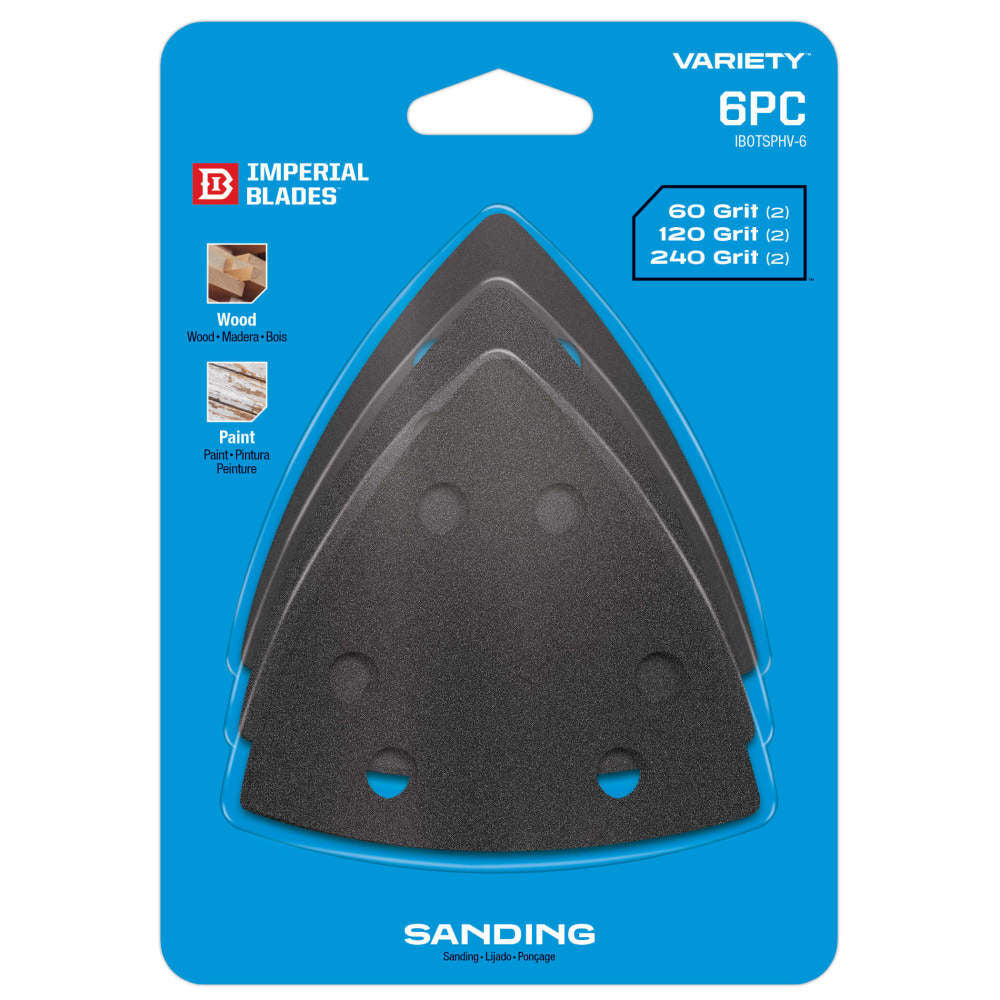 IBOTSPHV-6 Oscillating Multi-Tool Triangle Sandpaper Variety Pack 6PC IBOTSPHV-6