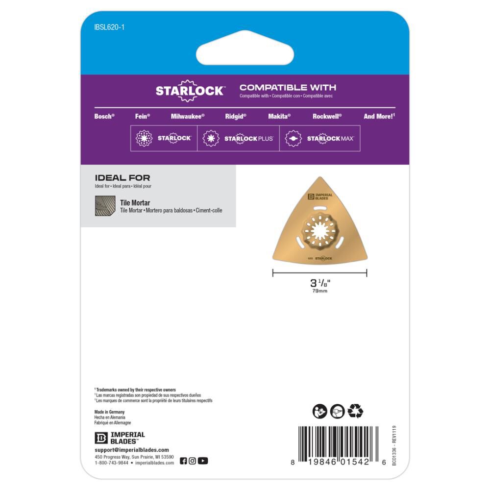 Starlock 3 1/8in Carbide Grit Triangle Rasp 1pc IBSL620-1