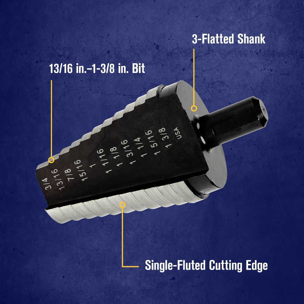 1-3/16in to 1-3/8in Step-Drill Bit, 1/2in Shank 10221