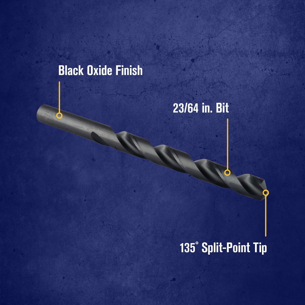 23/64 in Drill Bit Black Oxide 135-Degree Jobber Length 5 Pack 67523