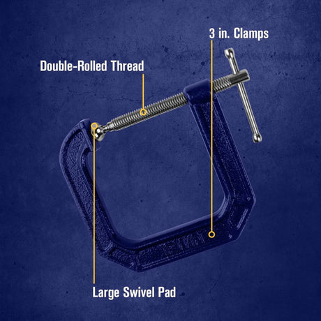 Quick-Grip 100 Series Deep Throat C-Clamp, 3 in By 4 1/2 in 225134