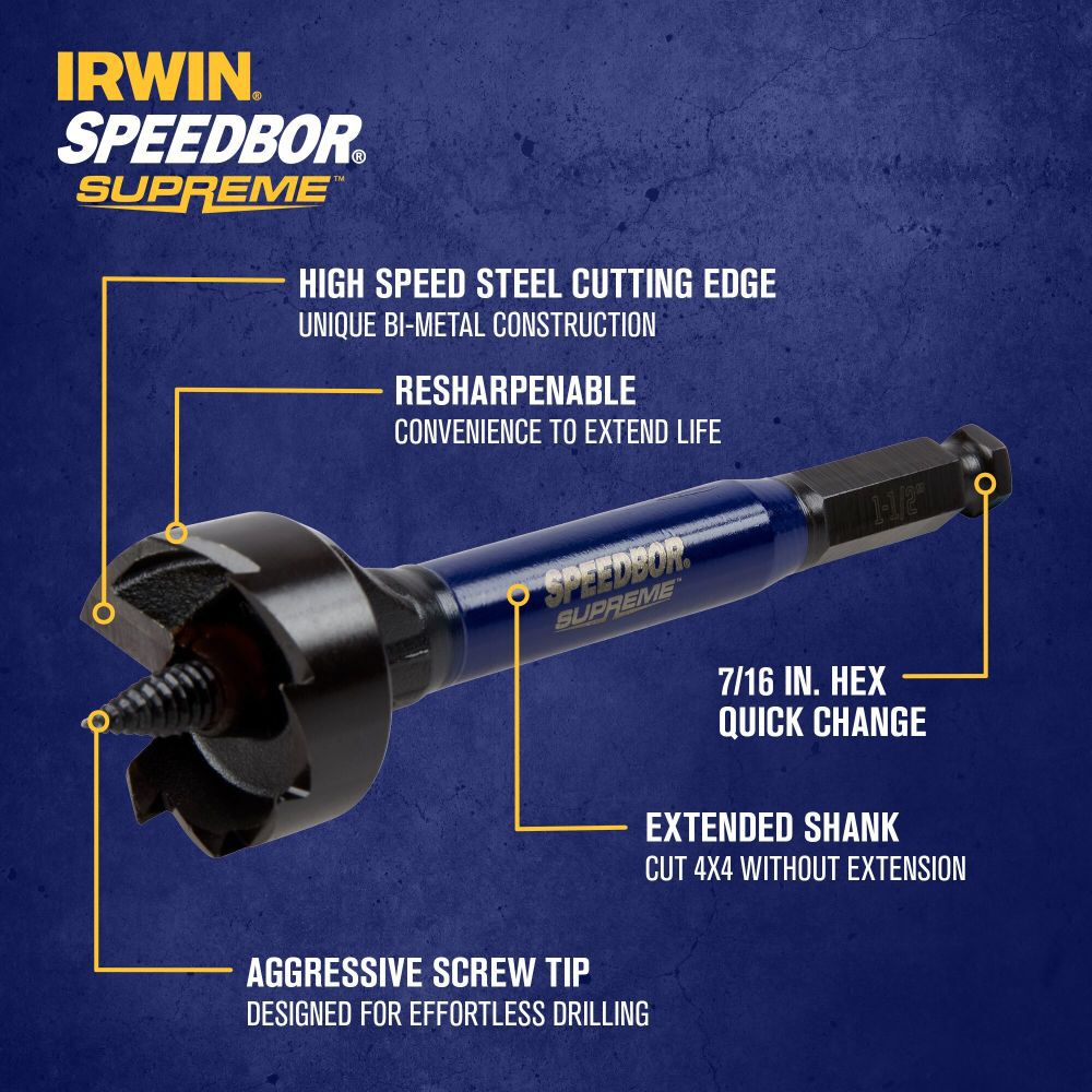 SPEEDBOR SUPREME 1-1/2-in x 6-in Woodboring Self-feed Drill Bit IWAX2005