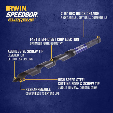 SPEEDBOR SUPREME 1/2-in x 7-1/2-in Woodboring Auger Drill Bit IWAX3015