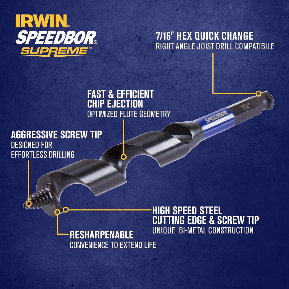 SPEEDBOR SUPREME 7/8-in x 7-1/2-in Woodboring Auger Drill Bit IWAX3018