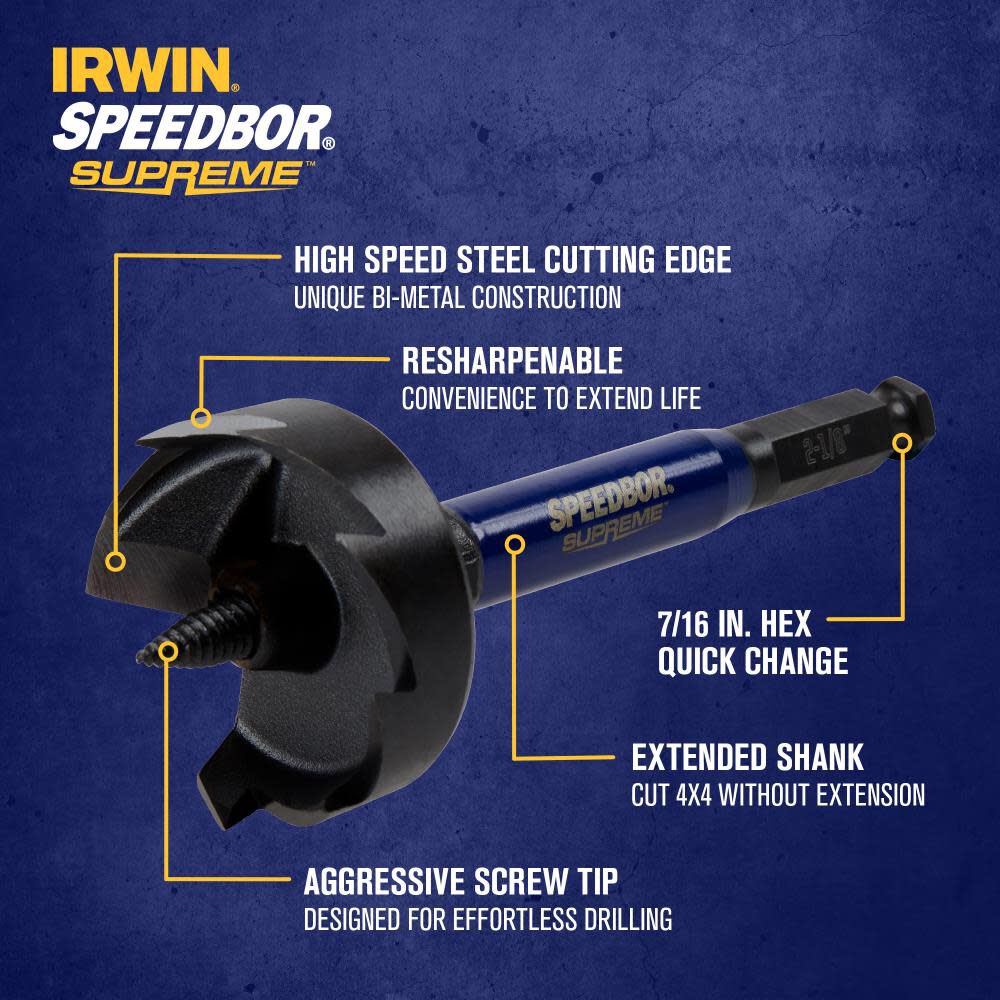 SPEEDBOR SUPREME 2-1/8-in x 6-in Woodboring Self-feed Drill Bit IWAX2008