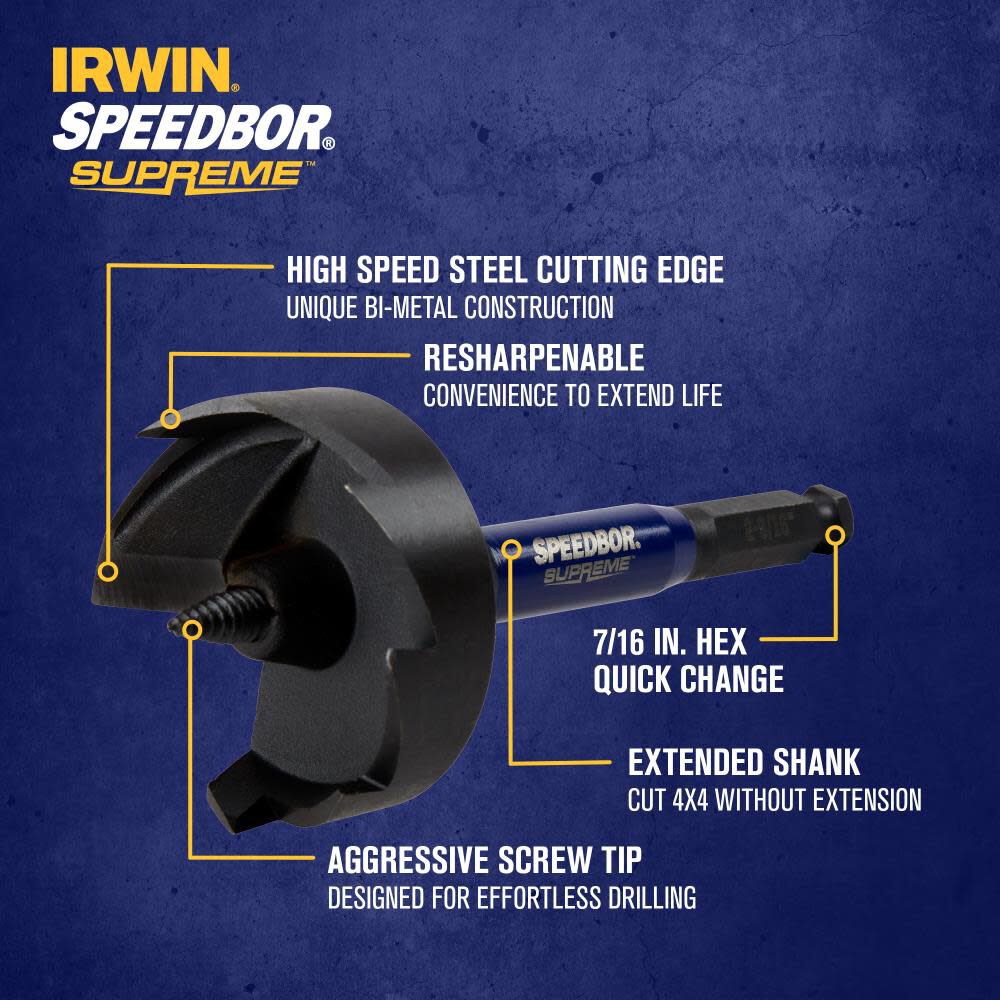 SPEEDBOR SUPREME 2-9/16-in x 6-in Woodboring Self-feed Drill Bit IWAX2009