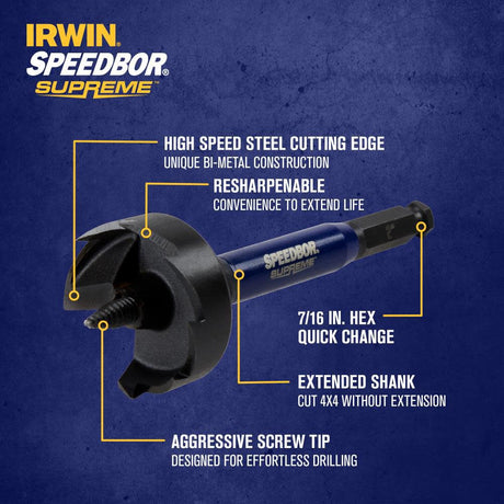 SPEEDBOR SUPREME 2-in x 6-in Woodboring Self-feed Drill Bit IWAX2007